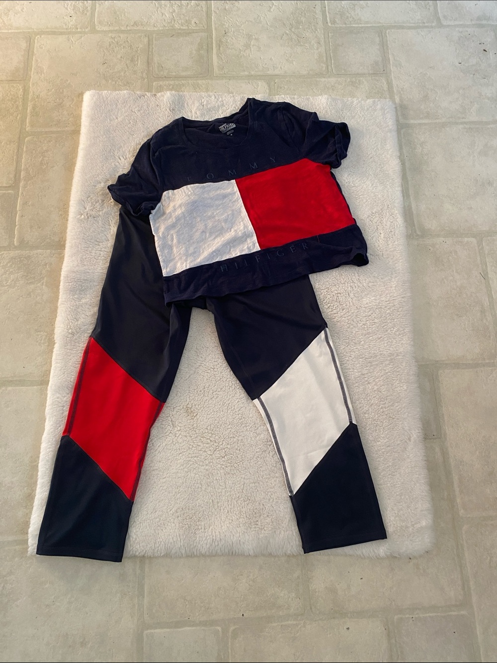 Tommy Hilfiger Girls Navy Red White Colorblock Active Leggings